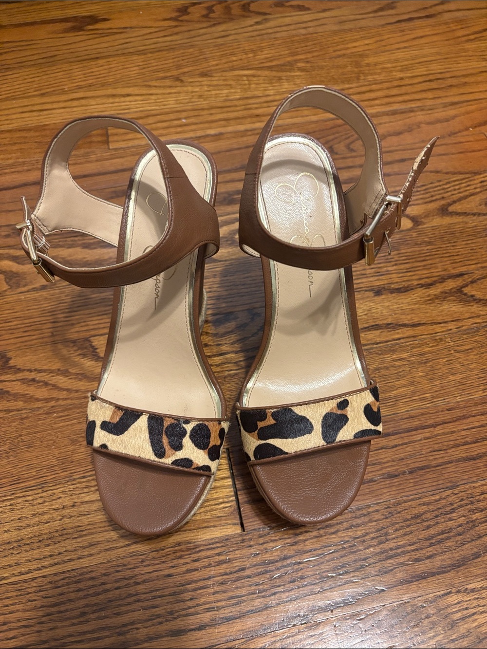 Leopard Wedge Sandals - Picture 2 of 8